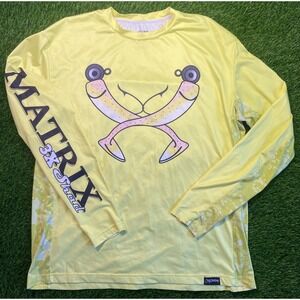Salty Traditions Fishing Shirt Size L Long Sleeve Yellow Trout Redfish Flounder